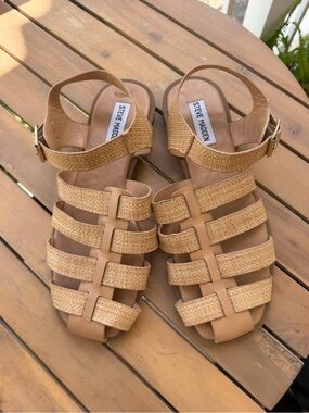 Steve Madden Tan Woven Strappy Sandals